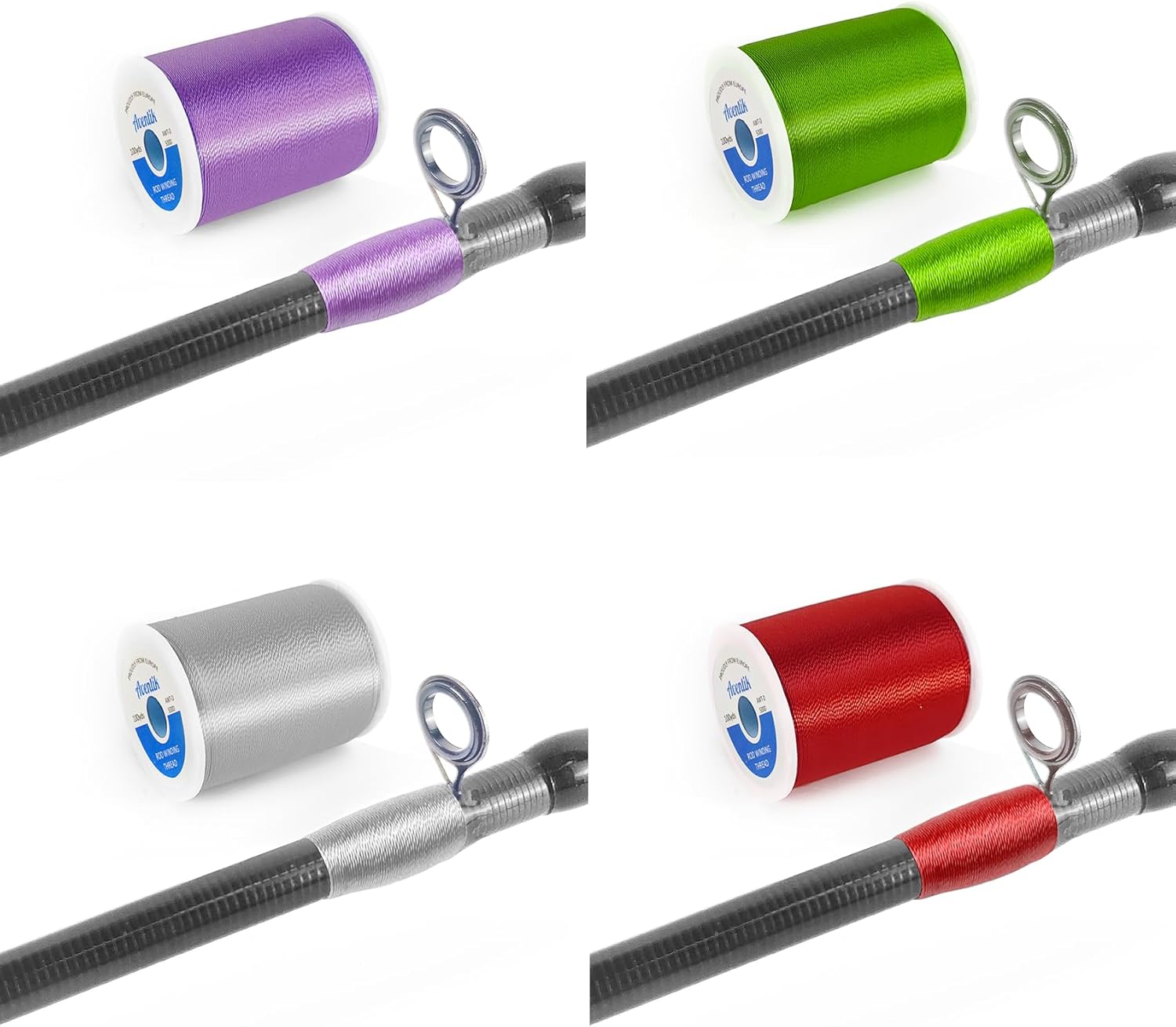 Aventik Fishing Rod Wrapping Thread for Guide Building 500D/100YDS 8PCS Nylon Thread Fishing Rod Repair Kit Fishing Rod Building Supplies