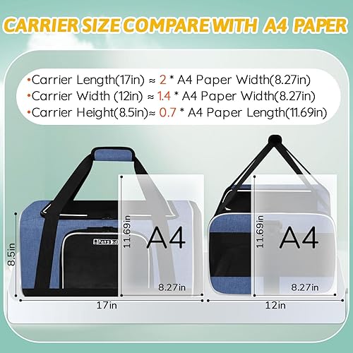 Miniatura 76 de Petskd Transportador de mascotas de 17 x 13 x 9.5 pulgadas, aprobado por aerolíneas suroestes, bolsa de viaje para gatos pequeños y perros