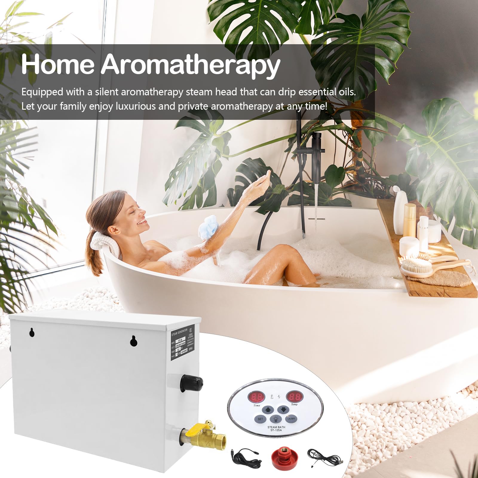 Generatore Vapore Sauna 3kW 220V Controller LED 25-55°C 2-3m³ Acciaio Inox 316