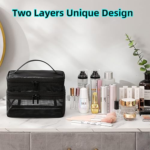 Miniatura 7 de Neceser de doble capa para hombres y mujeres, bolsa de ducha de baño, bolsa de afeitado ligera, organizador de viaje para accesorios, champú,