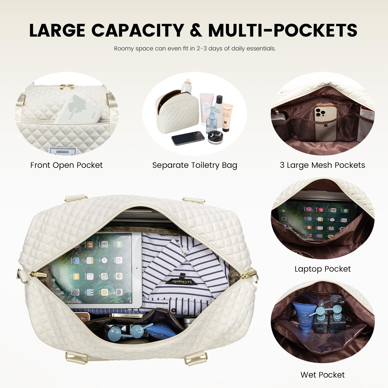 LOVEVOOK Borsa da Viaggio Donna Borsone Palestra Donna Bagaglio a Mano Easyjet Cabin Bag Weekend Travel Duffel Gym Bag con Organizer Valigia Grande Borsa Parto Ospedale Mamma Nascita per Aereo Sauna