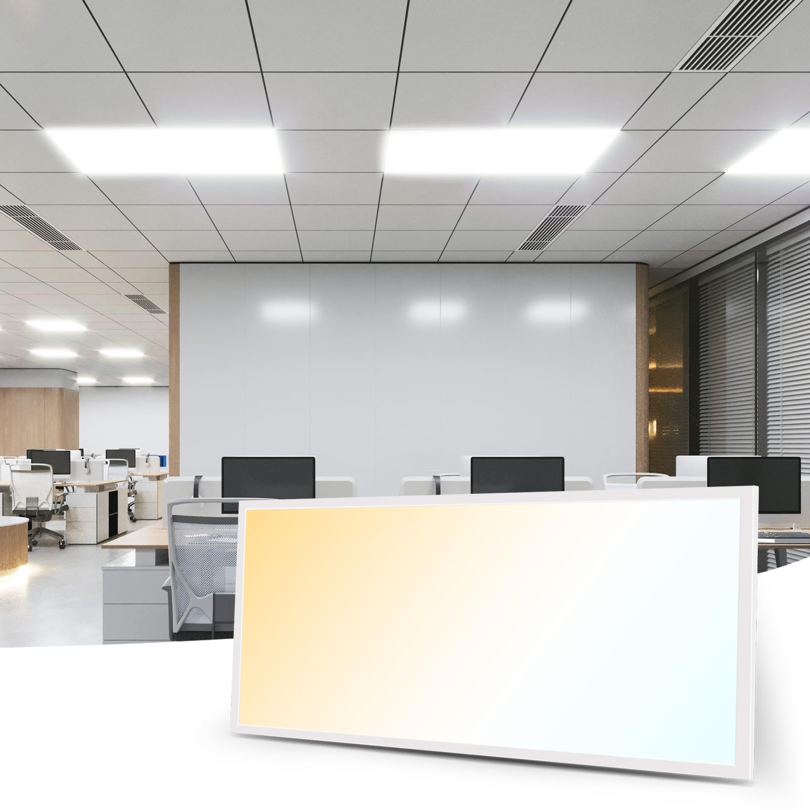 Art3d 1 Pack 2x4 FT LED Flat Panel Light, 3CCT Selectable Color Temperature 3000K/4000K/5000K, 0-10V Dimmable 5500LM Flush Mount Ceiling Light, 20W/30W/40W Drop Ceiling Light, UL&ETL Listed