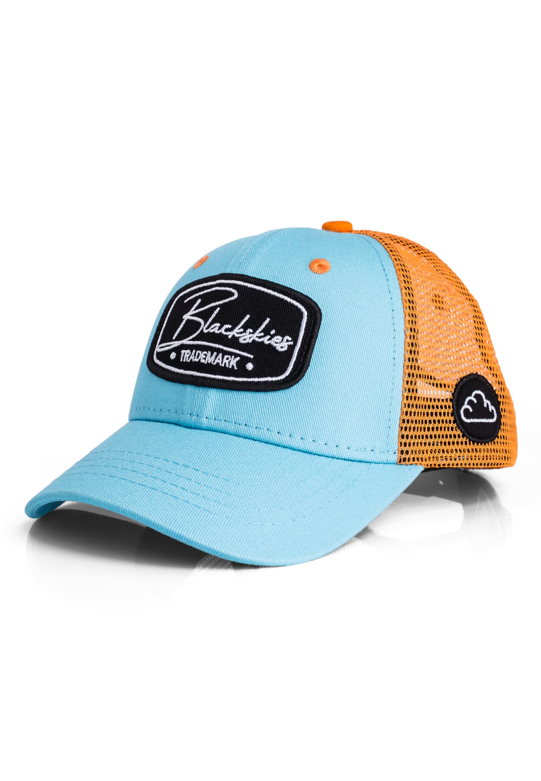 Blackskies Race Baseball Cap - 2-częściowy zestaw dla rodziców dzieci | Czapka trucker dopasowana do mamy taty dzieci prezent mini-ja Basecap dla taty, syna i córki, Niebiesko-pomarańczowy, L
