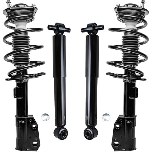 Detroit Axle - Struts Shocks for 2007-2012 Chevy Traverse Buick Enclave GMC Acadia Saturn Outlook, 2 Front Struts with Coil Spring 2 Rear Shock Absorbers 2008 2009 2010 2011 Replacement