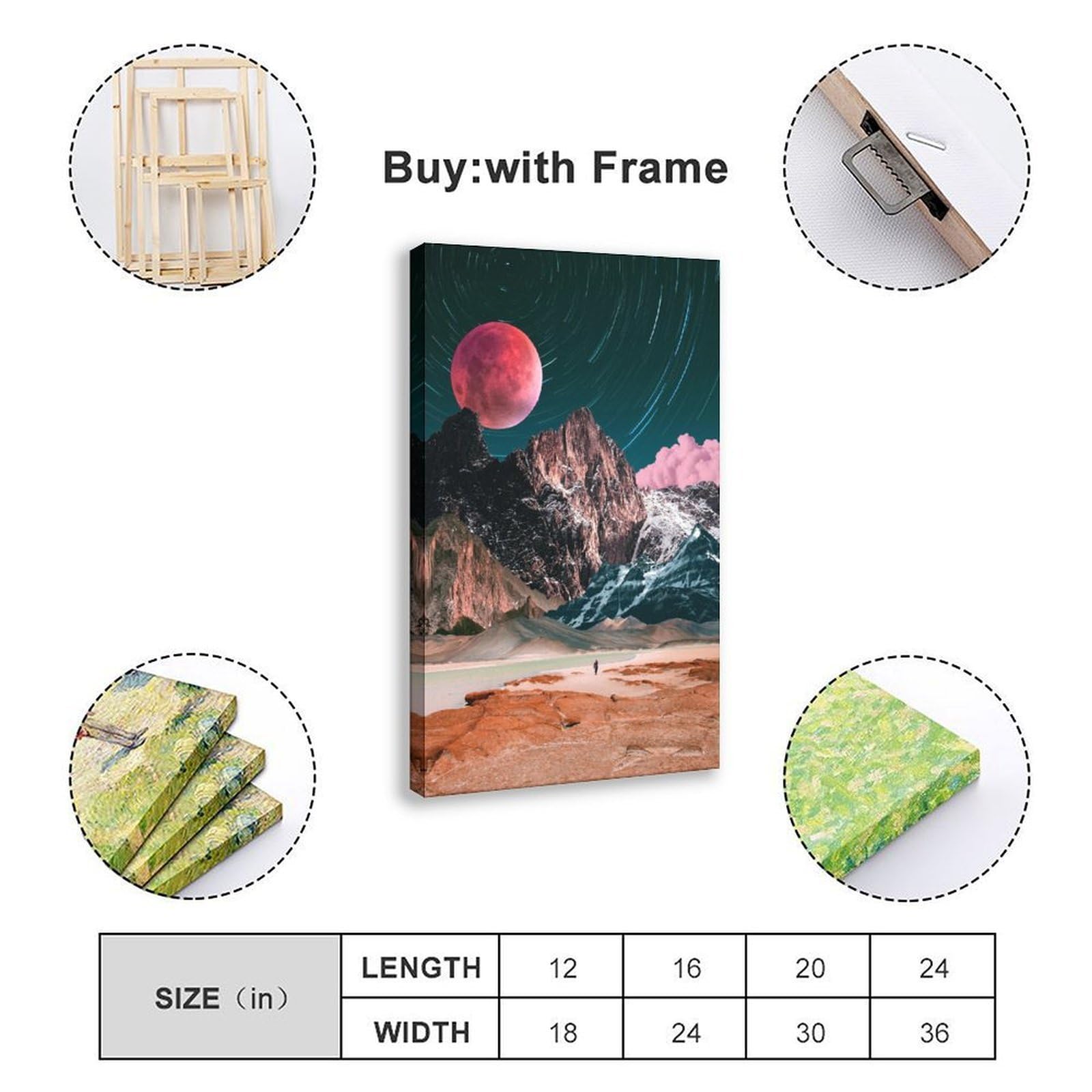 WRTYVE Poster su tela con paesaggio montano surreale, per dormitorio, decorazione regalo
