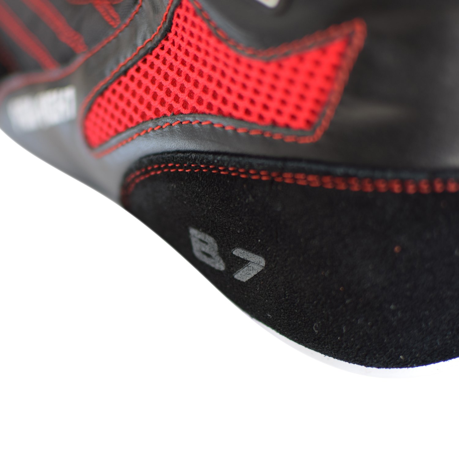 FOX-FIGHT B7 - Scarponi da boxe, per atletica, fitness, palestra, bodybuilding, alta qualità, colore: nero e rosso
