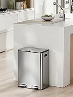 Vista 8 de Arlopu 16Gal Dual Trash Can w/2 Built-in Box for Odor Control, Hands-Free Kitchen Garbage Bin, Recycle Waste Dustbin, Soft-Close Lid, 2 Buckets,Foot