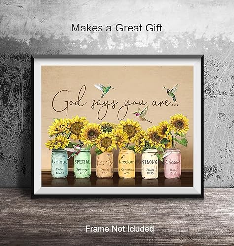 Miniatura 5 de Christian affirmation Wall Art LARGE 11x14 - Inspirational Bible Verse - Religious Decor for Women - positive Quote Scripture Wall Decor - Catholic