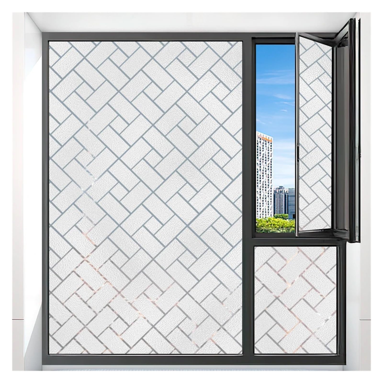 Lattice Electrostatic Window Film Vinyl Privacy Protection Home Bathroom Decoration No Glue Frosted Glass Sticker(50X200CM)