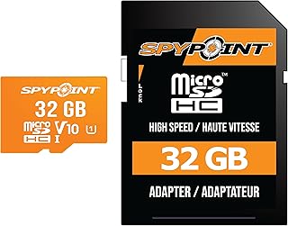 SPYPOINT 32GB Micro SD Memory Card Trail for Cameras | Adapter Media Storage for Trail and Game Cameras Designed | Used in Hunting and Trail Cams (Class 10 Speed)