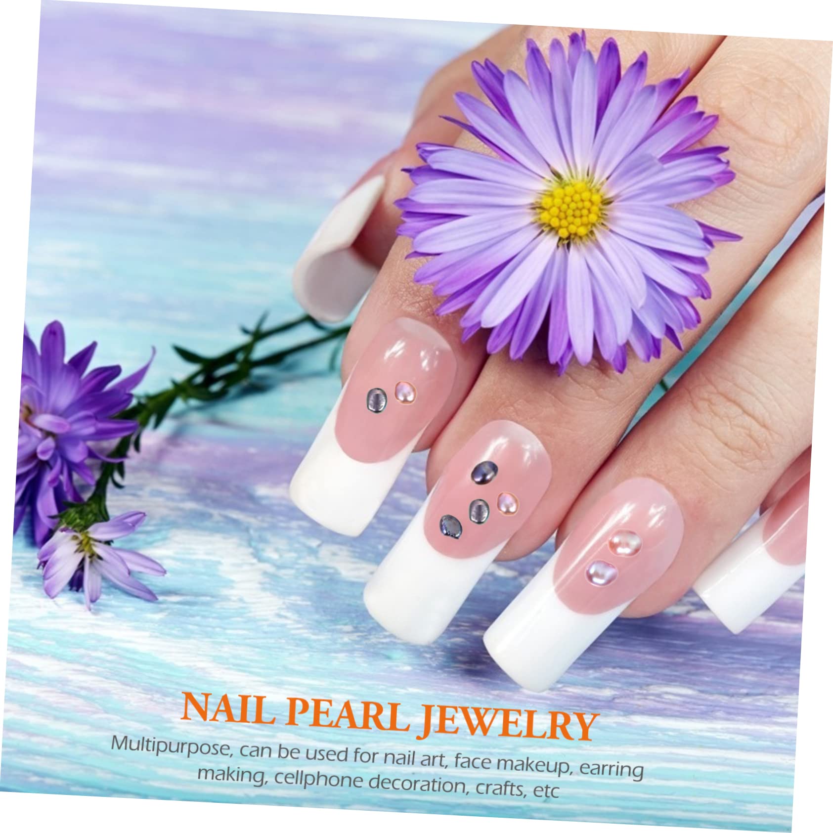 Mikinona Nail Art Pearls 2 Boxes of Pearl Nail Charms Manicure Decor Easy to Use