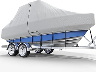 Center Console Boat Cover 28-30ft, Trailerable T-Top/Hard-Top Boat Cover, Heavy Duty Marine Grade Oxford Waterproof Boat Covers, Zipper on Both Side