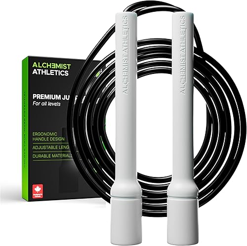 Cuerda de saltar para fitness, cuerda de saltar ajustable de 10 pies para hombres, mujeres y niños, cuerda de saltar sin enredos con asas