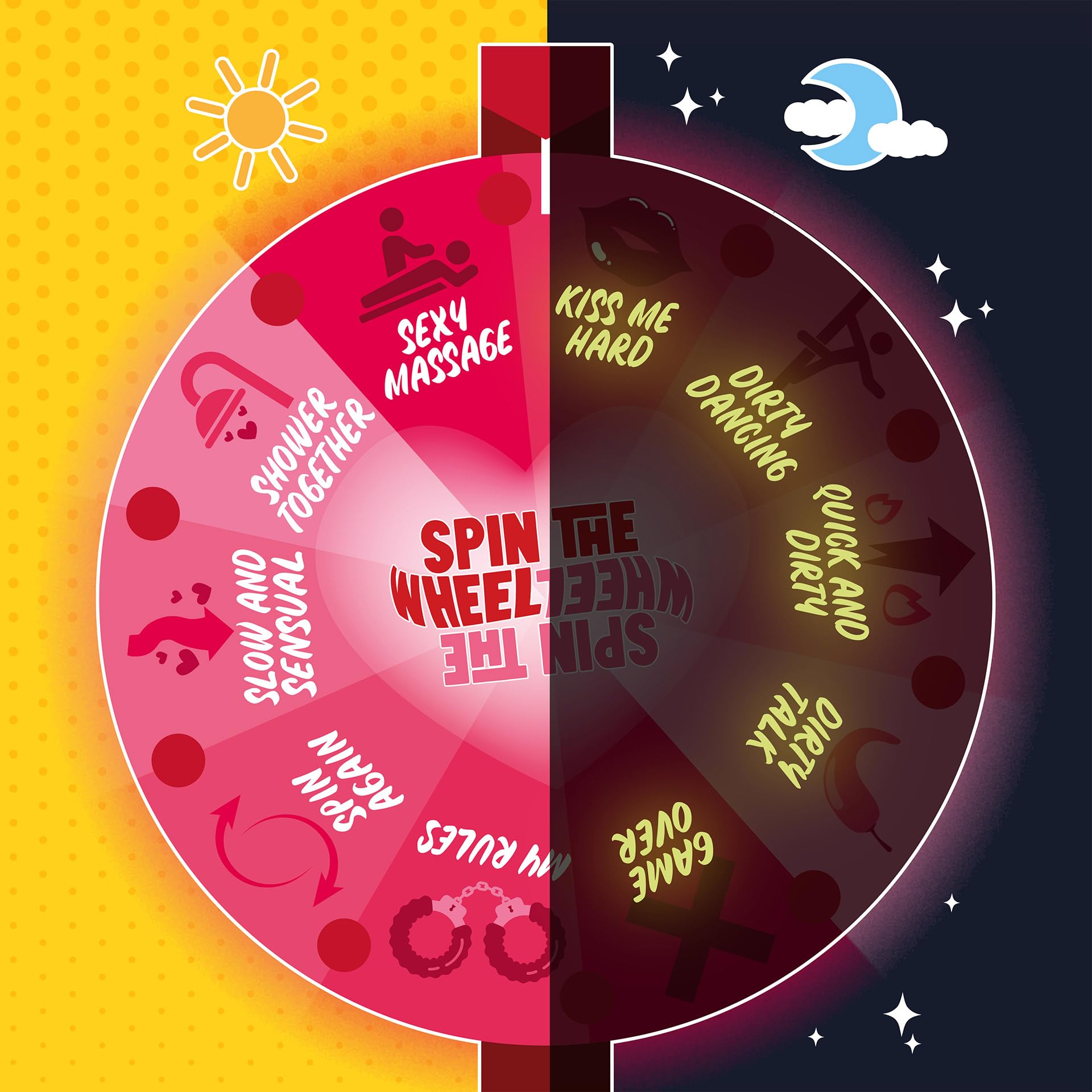 Legami - Ruota delle Risposte, Spin The Wheel, Gioco della Ruota Sexy, 10 Possibili Attività, Dettagli Luminosi al Buio