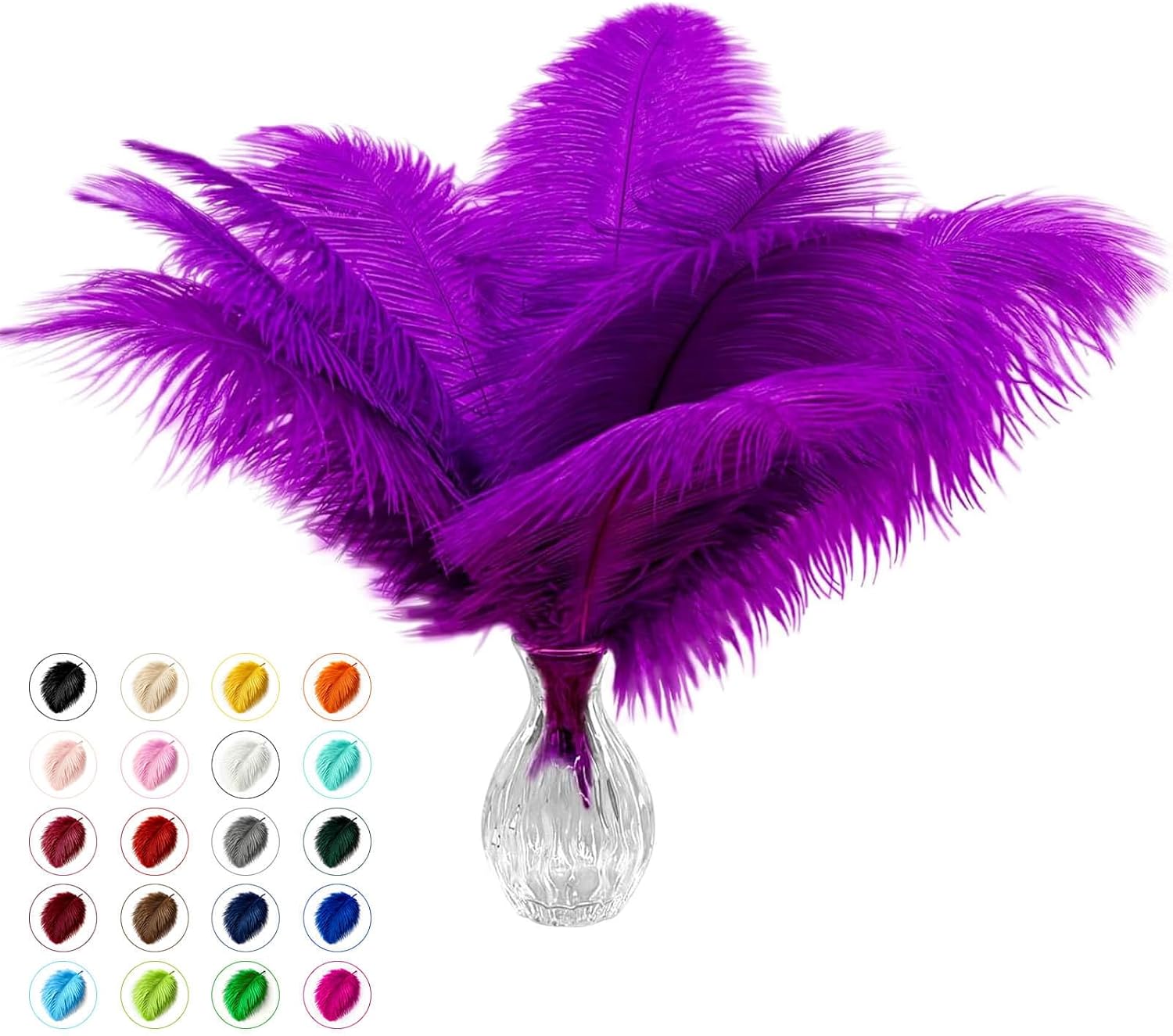 Piokio 40 pcs Natural Purple Ostrich Feathers 12-14 inch(30-35 cm) Bulk for Wedding Party Centerpieces and DIY Clothes Decoration, Gatsby Decorations