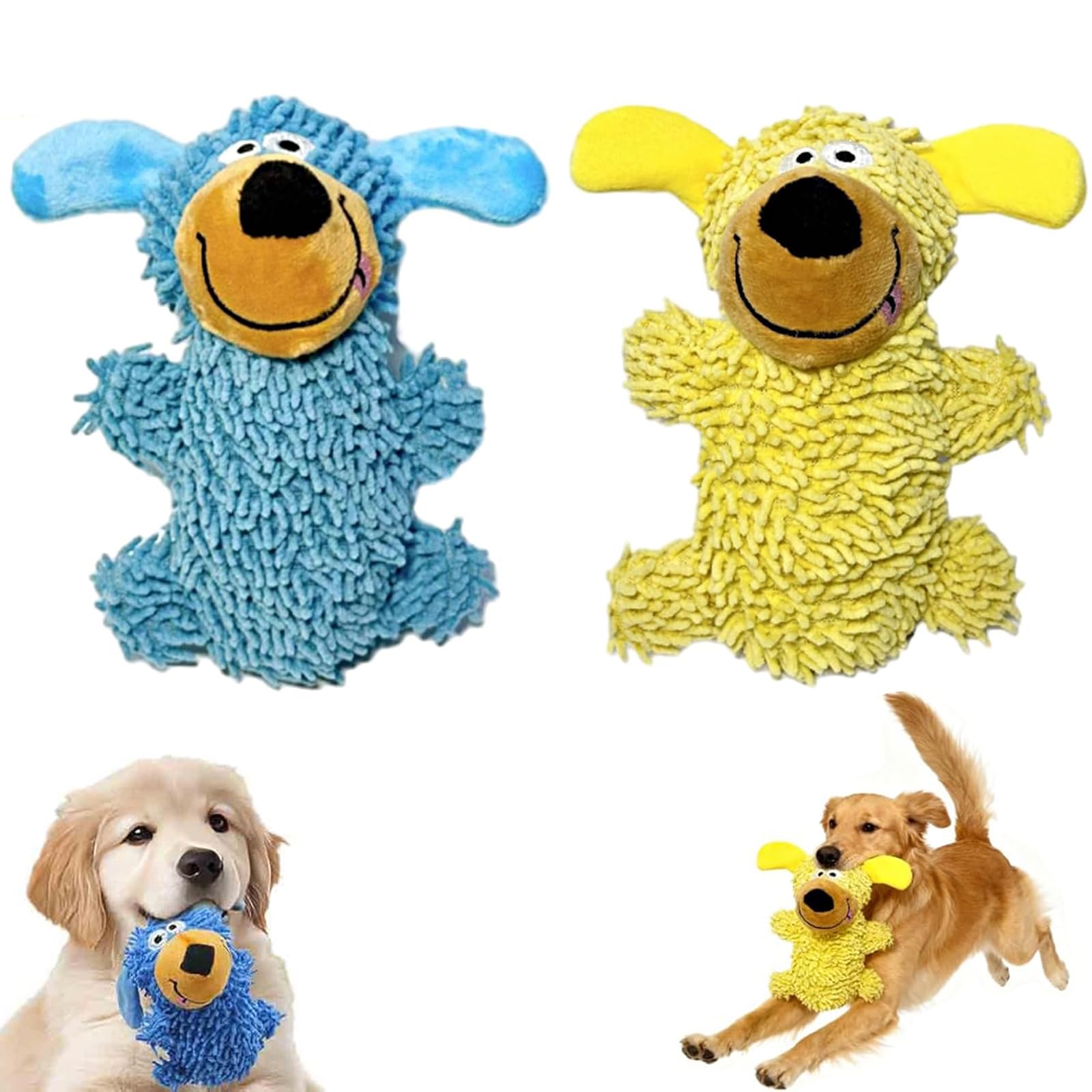 2PCS Ipawsplus Squeaky Dog Plush Toy, Dog Chew Toys, Stuffless Squeaky Dogs Toys, Indestructible Puppy Chewers, Puppy Chew Toy for Aggressive Chewers, Interactive Pet Toys for Small Medium Dogs