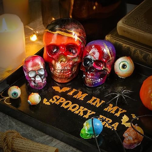 Miniatura 2 de LET'S RESIN Moldes de resina de calavera 3D, juego de 4 tamaños de moldes de silicona para resina epoxi, cera de vela, jabón, arcilla, llavero