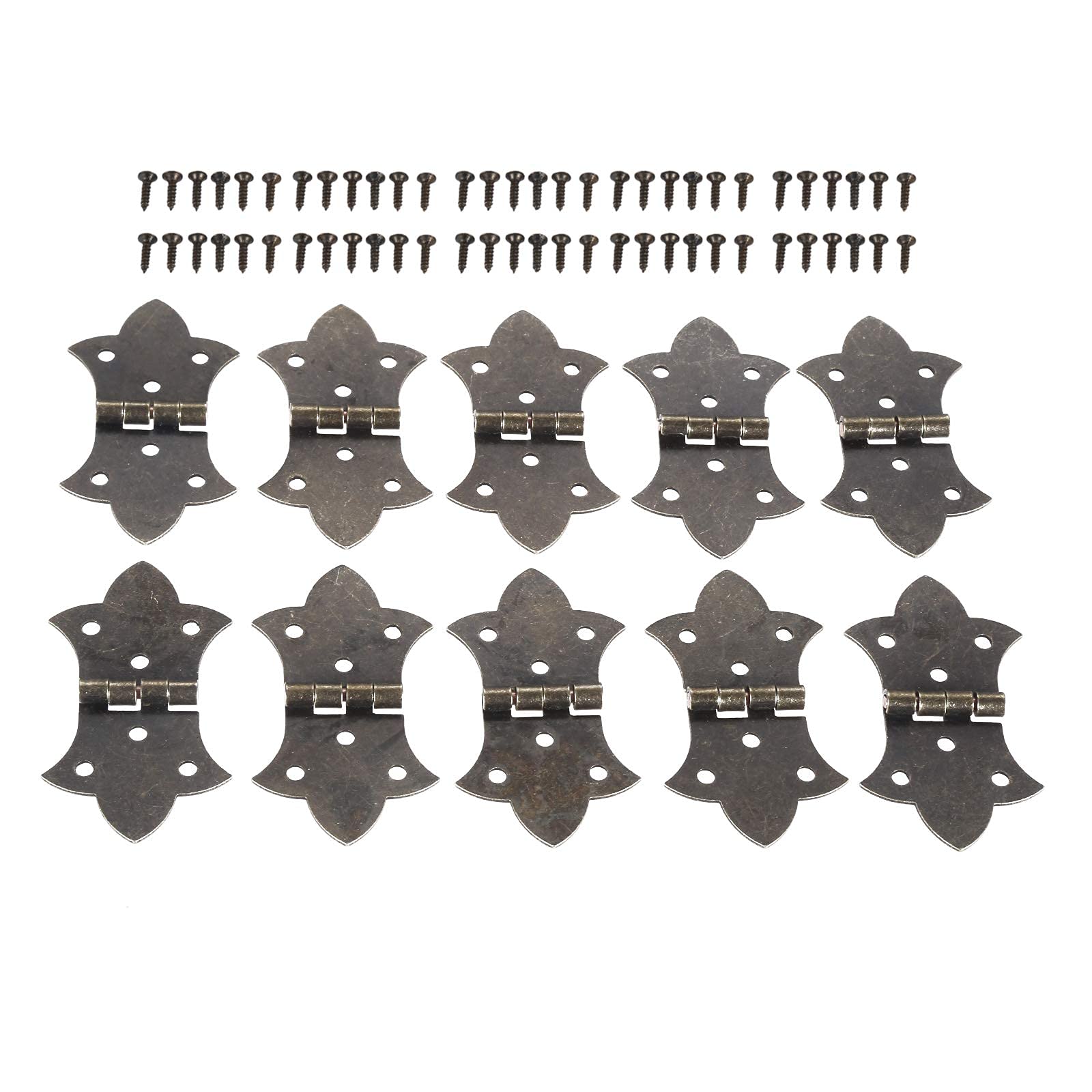 Nvsfzgiyg Gold Hinge, 10Pcs 5731Mm Antique Bronze/ Flower Furniture Hardware 6 Holes Iron Cabinet Drawer(Gold)