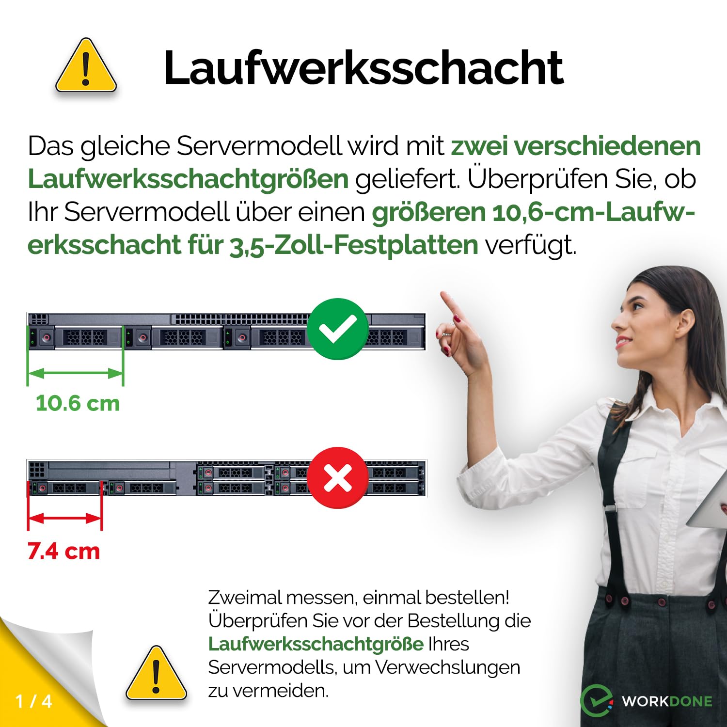 WorkDone 4er Pack - 3,5-Zoll Festplatten-Caddy - Kompatibel für Dell PowerEdge Server - Mit ausführlichem Installationshandbuch - Aufkleber für Vorderseite – Schraubendreher
