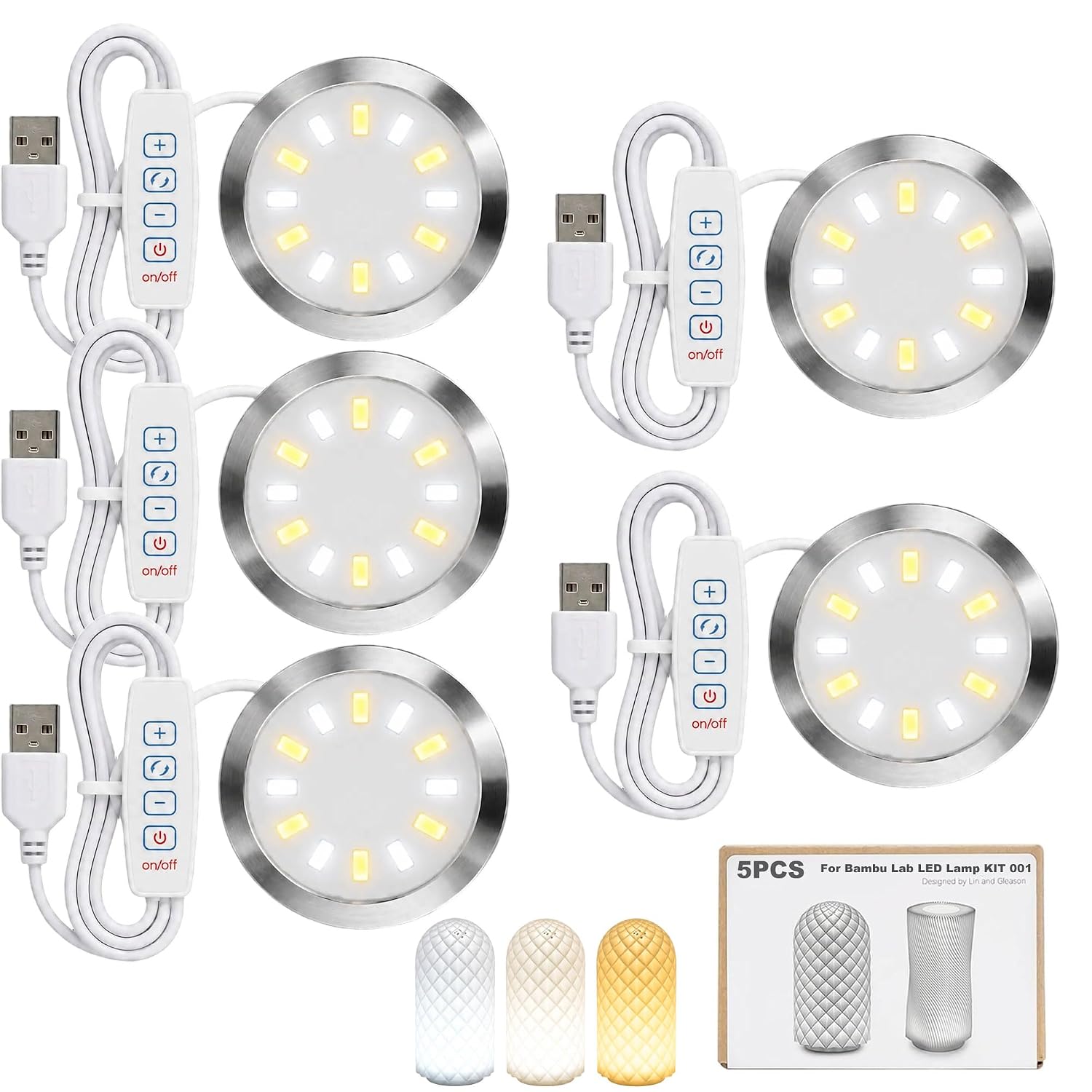 LED Lamp Kit for Bambu Lab, LED Lamp Kit 001 for Bambu Lamp Kit 3D Printer LED Lights Makerworld Model Light 5 Volt Led Project Light Craft DIY Accessories