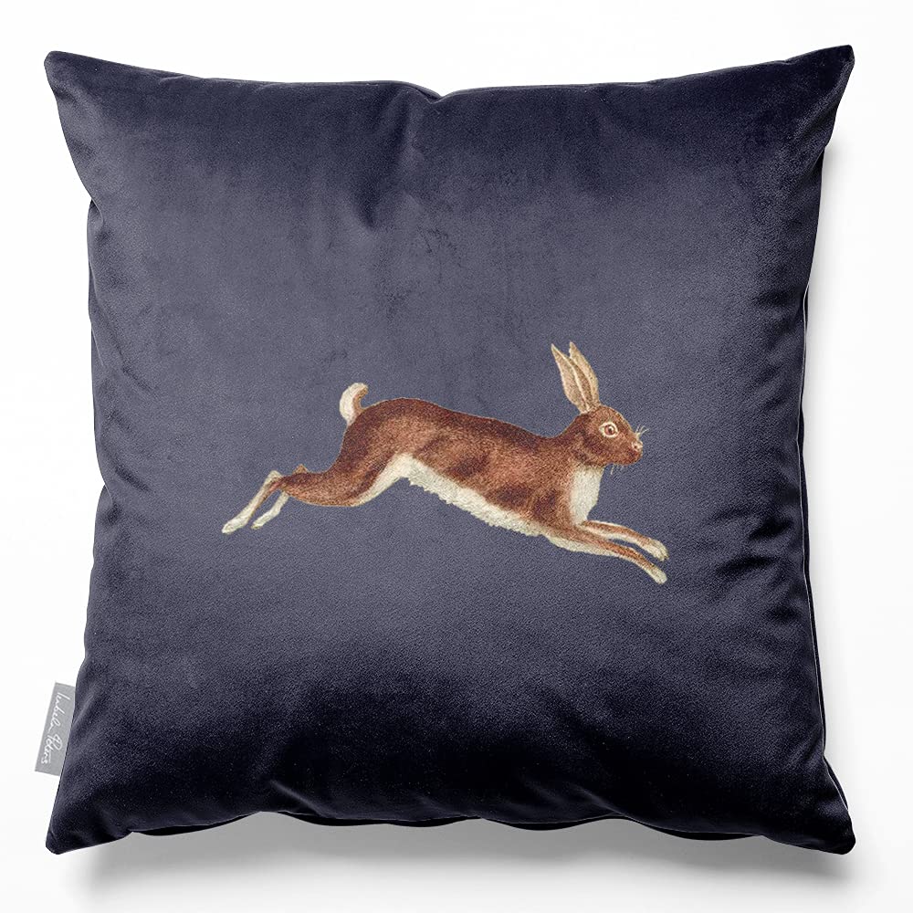 Izabela Peters Hare - Graphite Eco-Friendly Velvet Cushions With Covers Included, 60 Cm, Chair & Sofa Cushions