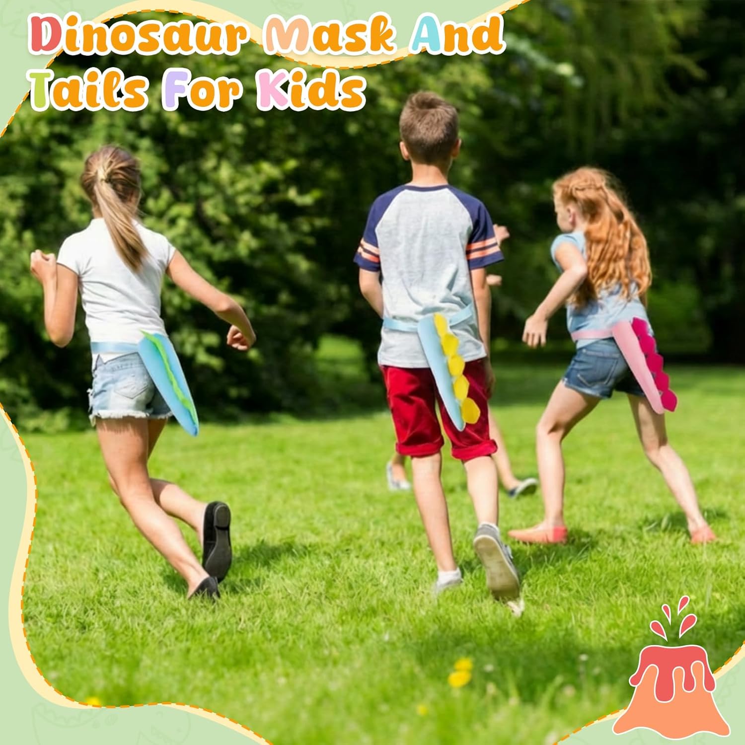 Leitee 20Pcs Felt Dinosaur Set - 10 Tails & 10 Dragon Masks for Dinosaur Party Favors for Toddlers Birthday Party Dress Up