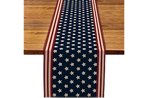 Linen Memorial Day Table Runner - American Patriotic Home Decor