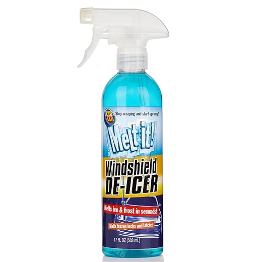 E·Z·R Windshield De-Icer. Melt it! Instantly Melts Ice & Winter Frost For Car Windshields, Windows, Mirrors, Key Locks, & Latches, Snow Melting Defrost Liquid For Car Window Cleaner, 17 Fl Oz Spray