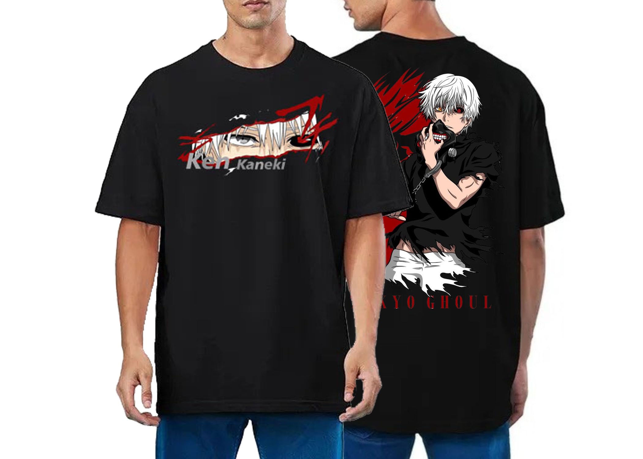 Inferno Tokyo Ken Kaneki Ghoul 1 Printed Cotton Oversized Tshirt for Men & Women's-image-25