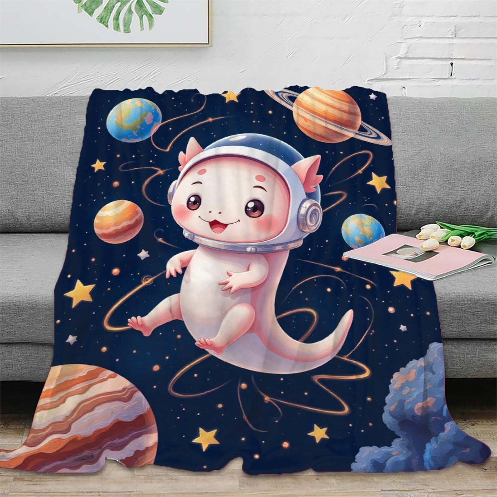 Plaid de salon alien astronaut 3D en microfibre douce 150x200cm pour lit et canapé