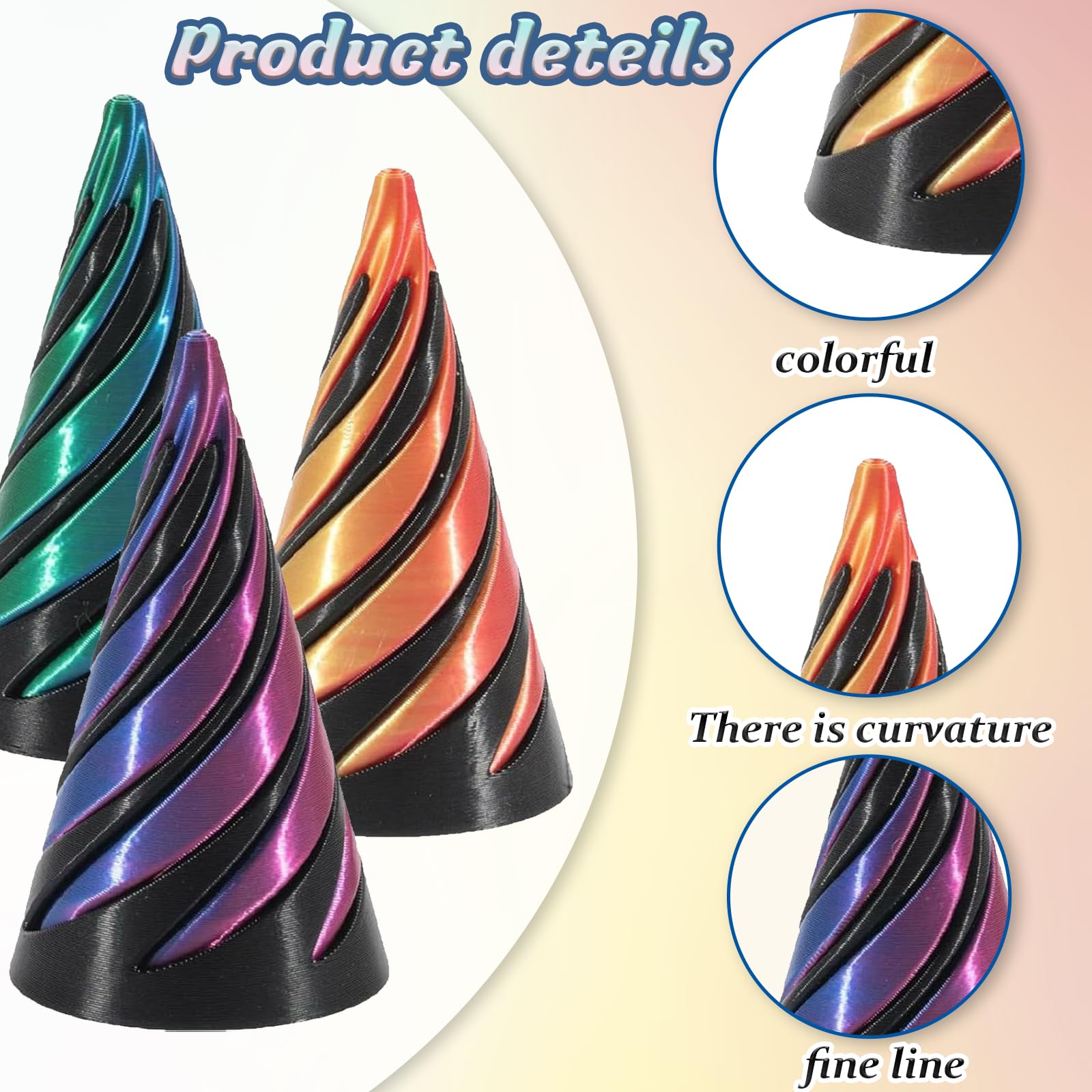 4 Pcs 6.4 cm Impossible Cone Fidget Toy - Image 3