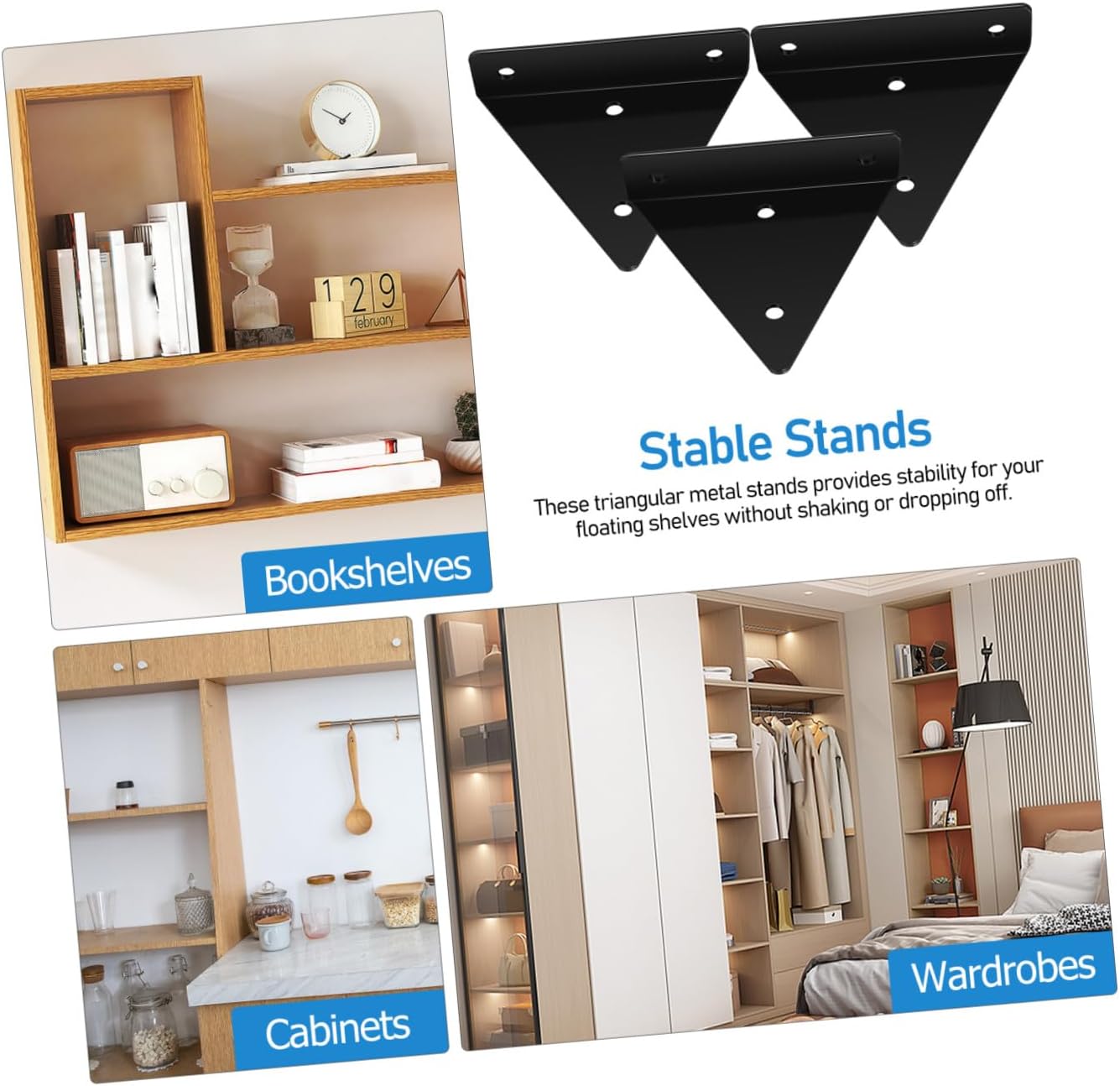 Alipis 6pcs Heavy Duty Shelf Brackets for Wall Mounting Space-Saving Floating Shelf Supports Accessories