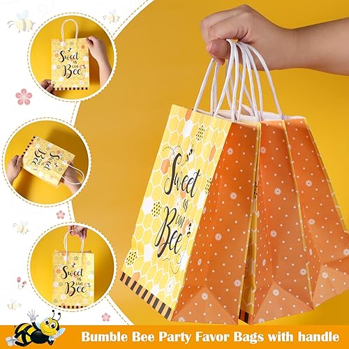Miniatura 3 de Containlol 16 bolsas de regalo de miel de abeja, dulces como puedes, bolsas de regalo de miel con asa para suministros de fiesta de cumpleaños