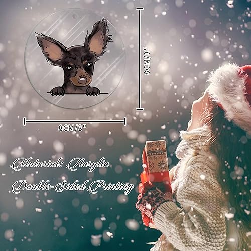 Miniatura 3 de Juguete ruso Terrier Adornos colgantes para árbol de Navidad Perro Memorial Acrílico Adornos de Navidad Recuerdo Acuarela Peeking Perro Mamá Amante