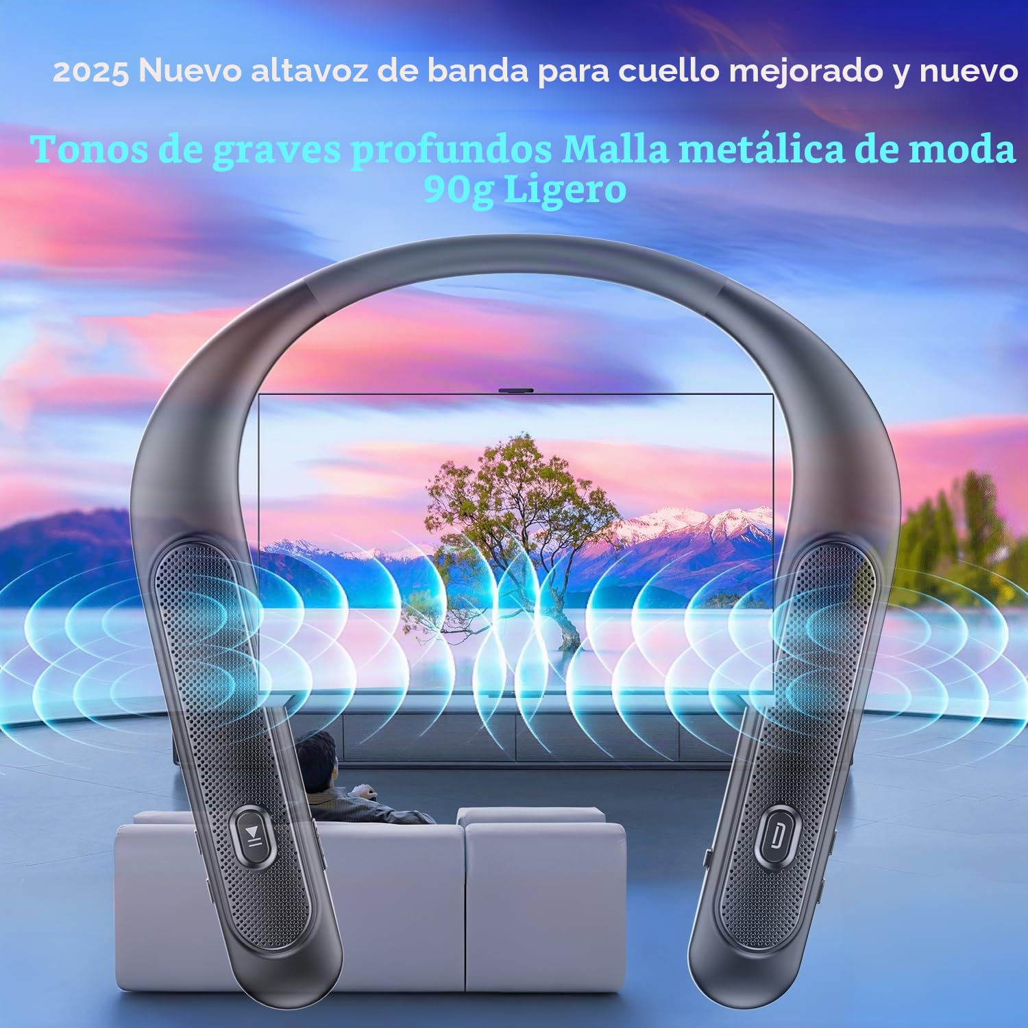 Gardway Altavoz Bluetooth con banda para el cuello, altavoz inalámbrico portátil con peso más ligero de 78 g, llamadas manos libres, 12 horas de reproducción, altavoces portátiles con micrófono