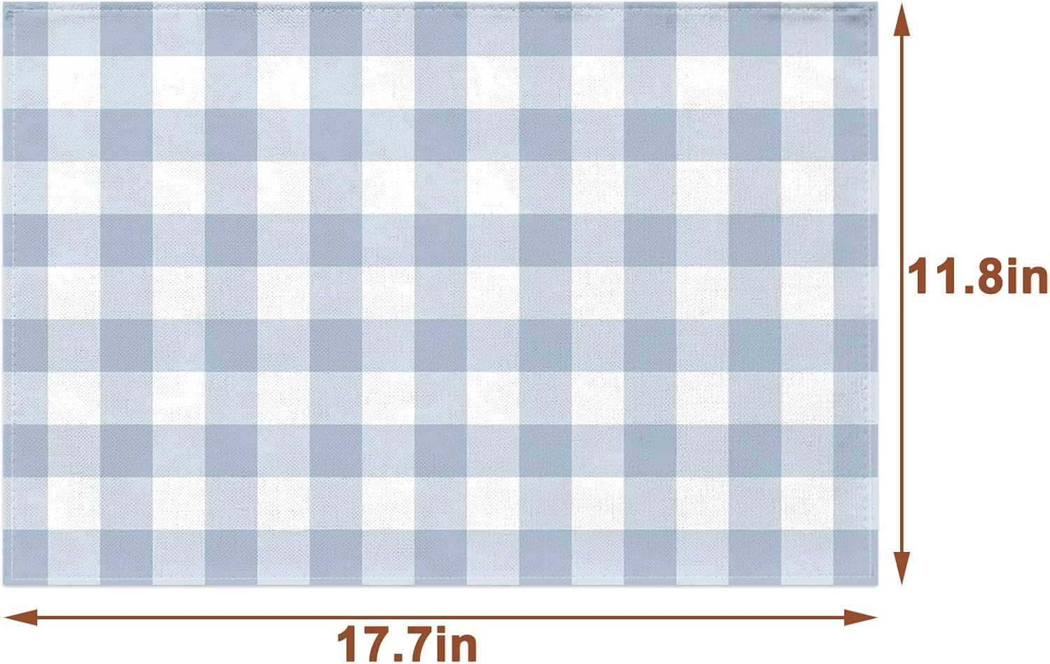 Dusty Blue Gingham Placemats Light Blue Checkered Table Mats for Boy Girl Baby Shower Birthday Party Dining Table Decorations (12" x 18")