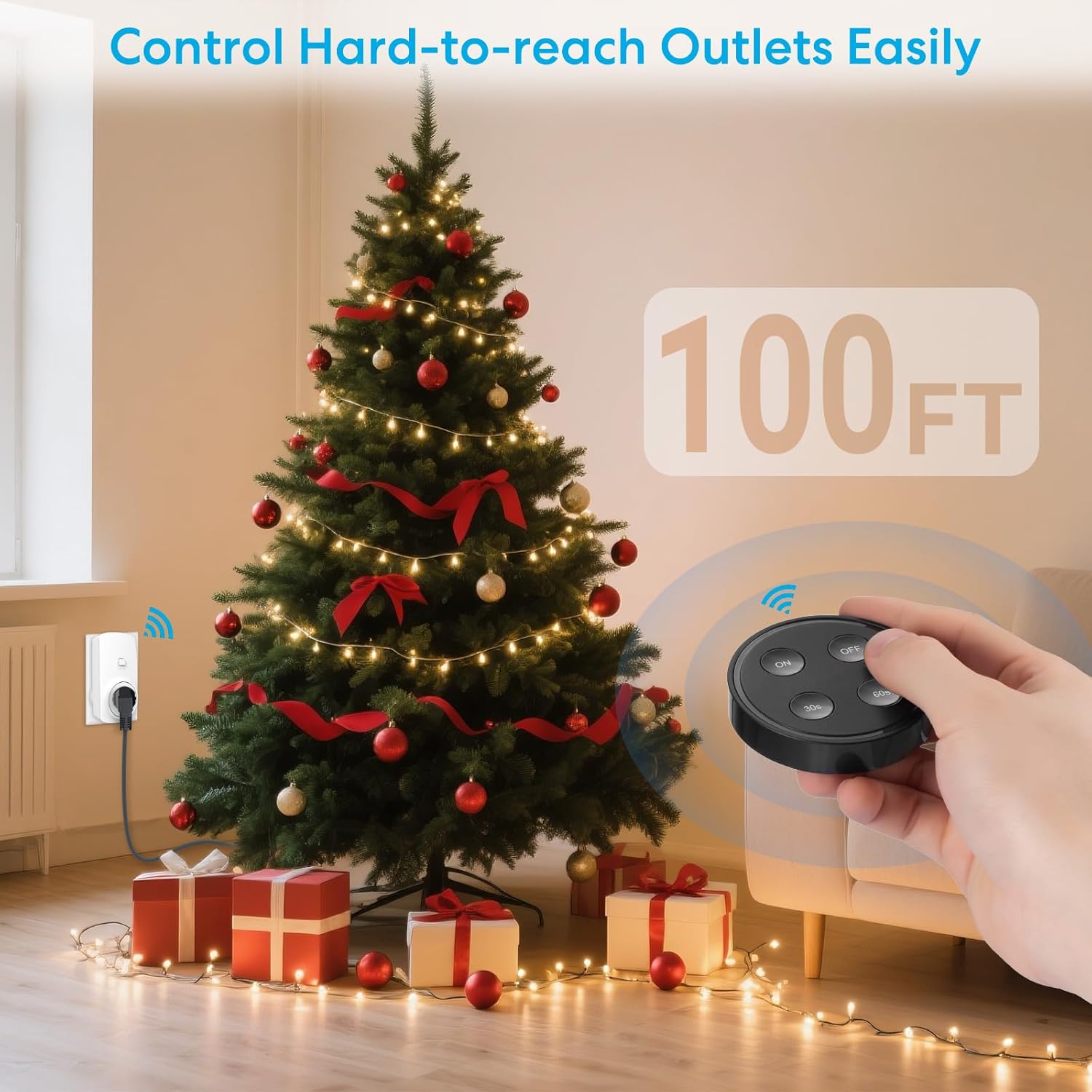 Garbage Disposal Button, Wireless Switch Kit, Remote Control Outlet, On/Off Kit Countdown Time 30s/60s for Waste Food Disposer, No Drilling On Sink, 100ft RF Range