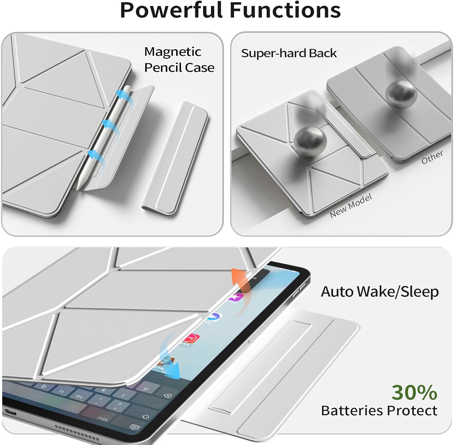 Case for iPad Air 11 inch M4/M3/M2(2026/2025/2024), iPad Air 5th/4th Gen (2022/2020) 10.9 inch,Slim Magnetic Attachment Protective Tablet Case, Auto Wake/Sleep, Hidden Pencil Holder (Grey)