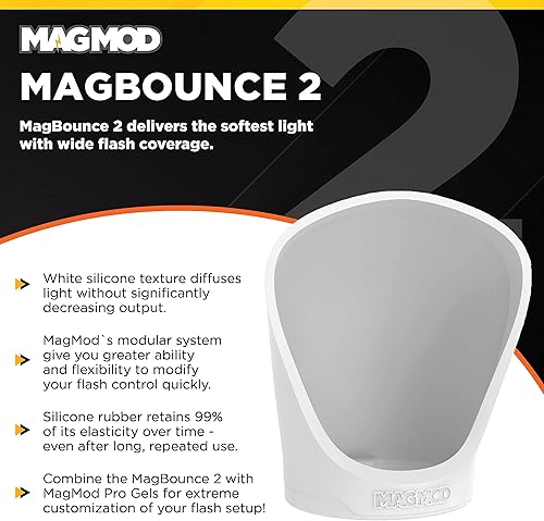 Miniatura 2 de MagMod MagBounce 2 y MagGrip 2  Paquete de difusor de flash de luz rápida para cámara  Juego de iluminación modular para cámara
