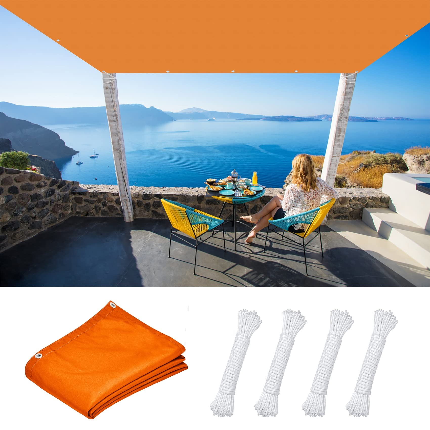 Voile d'ombrage contre la chaleur : pare-soleil étanche orange pour patio