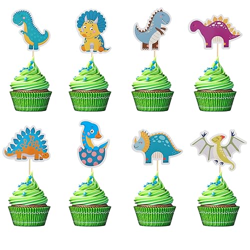 Vista 9 de Decoración de pastel de dinosaurio con hojas Dinsaurs para pastel de cumpleaños con temática de dinosaurios, baby shower, niños, fiesta de Hb Dino