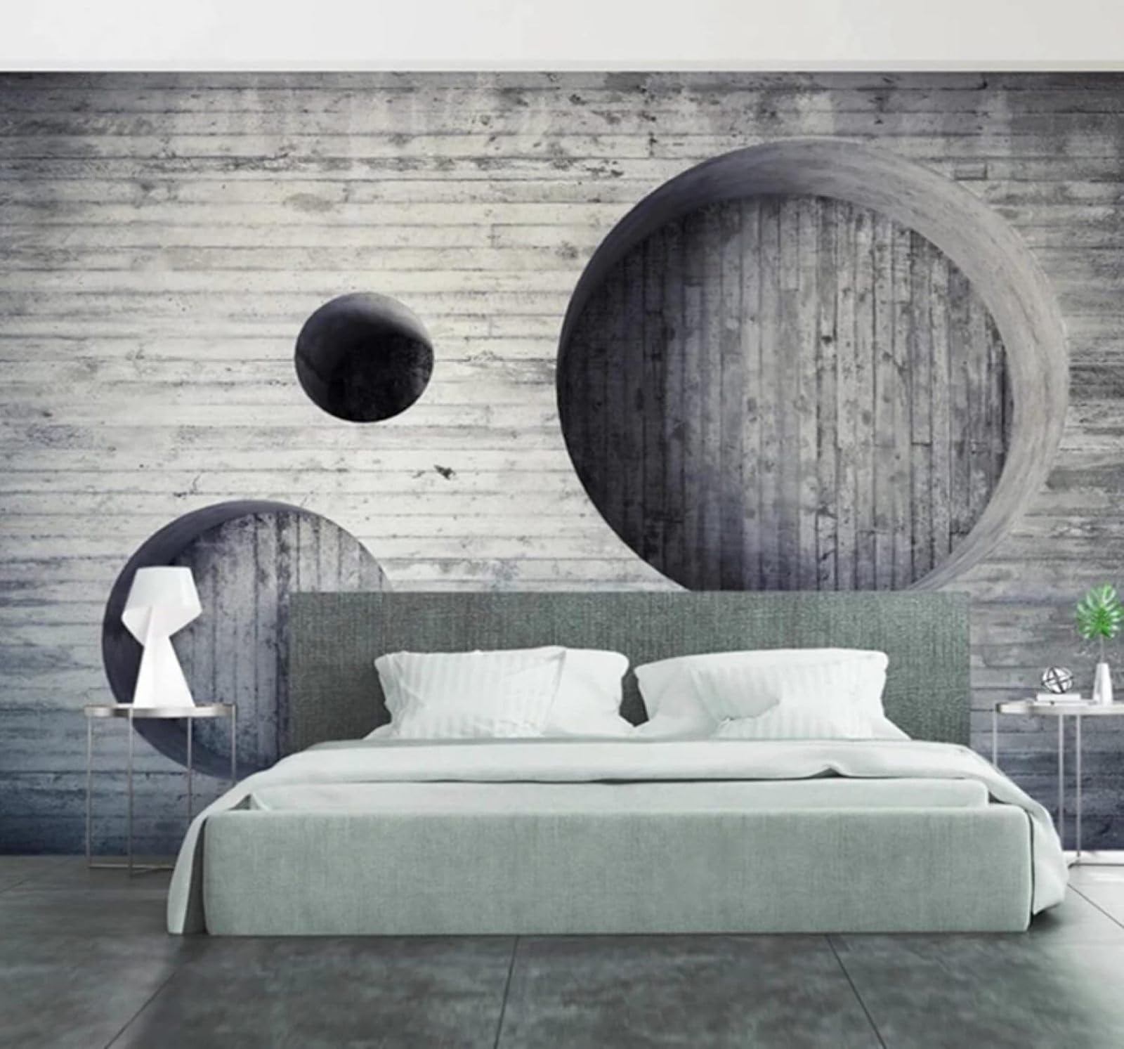 XLMING Retro Abstract Circle Grey Brick Wall 3D Wallpaper Luxury Home Dining Decor Paste Sofa Living Room The Wall for Bedroom Mural-400cm×280cm