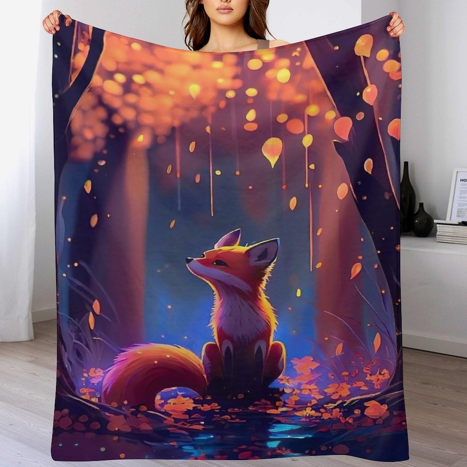 Couverture renard pour enfant et adulte idéale sur le canapé du salon