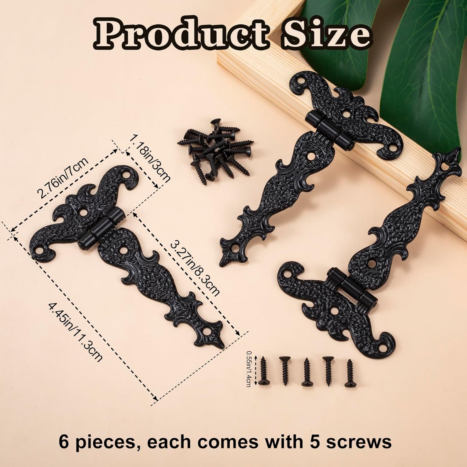 36Pcs 4.45" *2.76" Tee Hinges with Screws Heavy Duty Zinc Alloy T-Strap Hinges Antique Black Decorative Hardware for Barn, Door, Gate, Shed