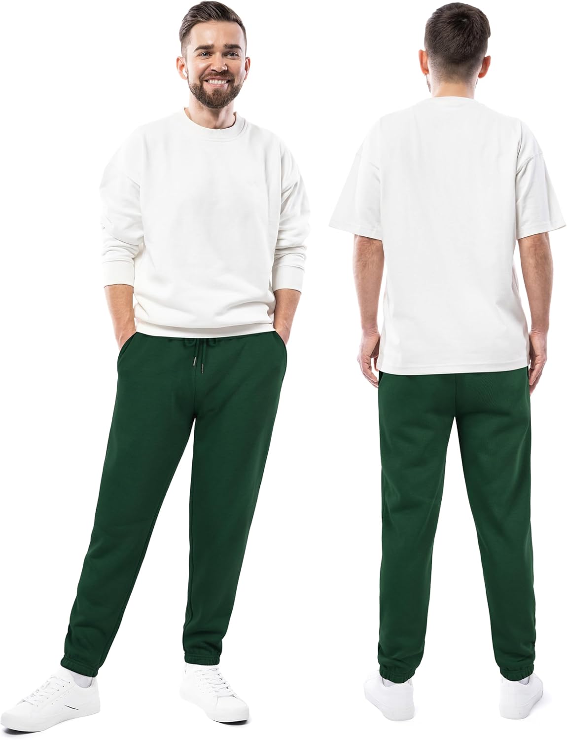 Fleece Sweatpants for Men Elastic Bottom Active Athletic Workout Jogger Pants with Pocket and Drawstring - Image 4