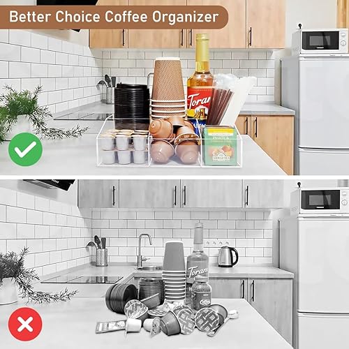 Miniatura 5 de KAIDELI Organizador de acrílico para barra de café para encimera, oficina, hogar, soporte para tazas de café, condimentos, cápsulas de café,