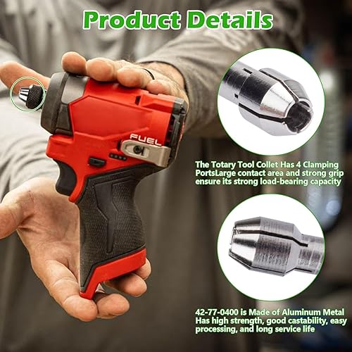 Miniatura 3 de 42-77-0400 2460-20 18 In Rotary Tool Collet Fits for Milwaukee M12 Silver Color (5)