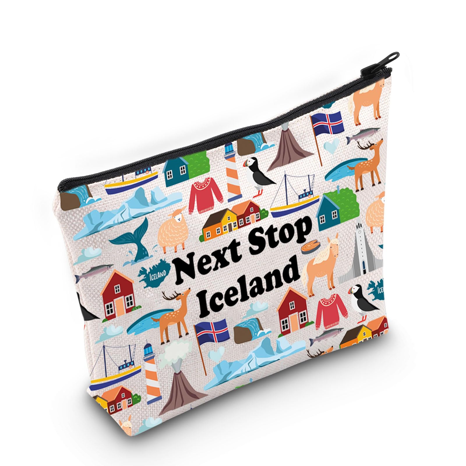 JXGZSO Iceland Travel Gift Next Stop Iceland Cosmetic Bag Iceland Travel Pouch Bag Iceland Vacation Makeup Bag Traveler Gift