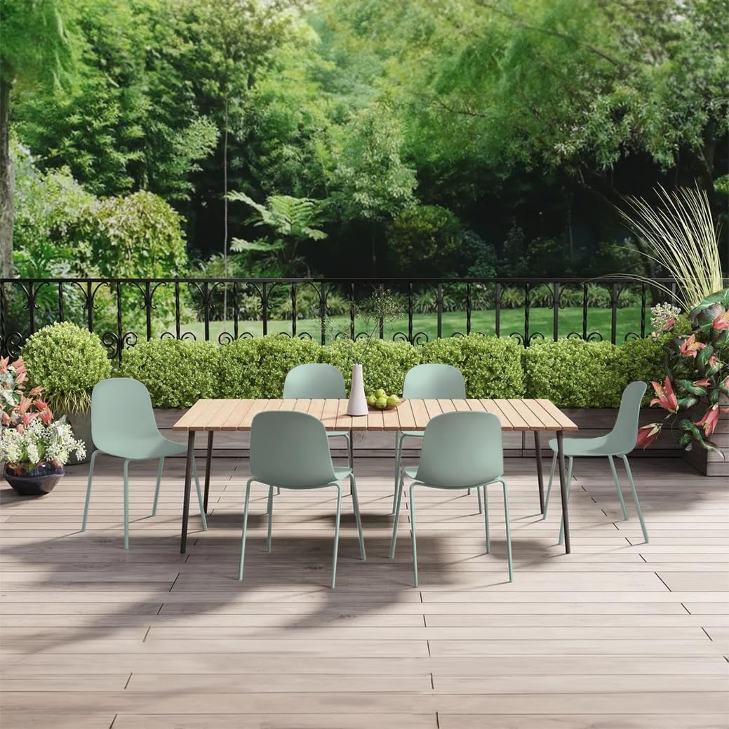 2xhome Modern Stackable Armless Dining Chair | Plastic Shell Seat with Metal Legs | Indoor or Outdoor Use | Home Kitchen Patio (4, Green, No Padding)