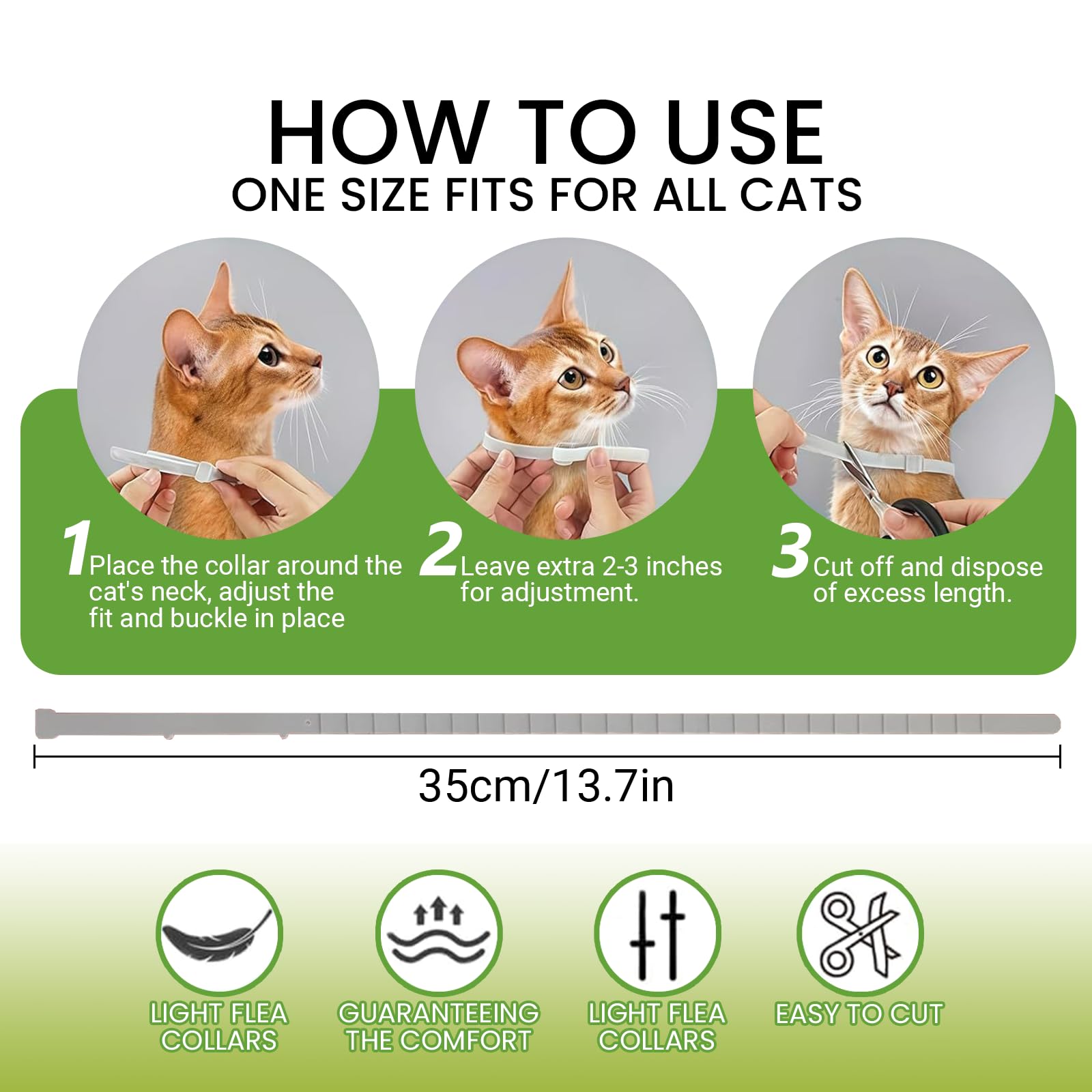 Verstellbares Katzenhalsband 2er Set mit natürlichen Pflanzenextrakten – Komfort & Langzeitpflege bis zu 16 Monate, Wasserfest, Leicht & Angenehm für Katzen ab 7 Wochen - 5